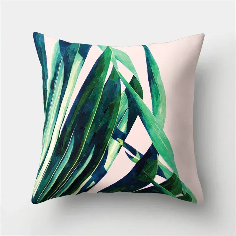 Axyaa Tropical Plant Green Leaves Cactus Pillowcase Living Room Sofa Cushion Cover