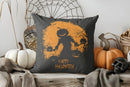 Halloween Skulls Witch Hat Patterned Pillow Cover by Axyaa for Sofa, Bedroom, Car