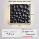 Axyaa Travertine Stone Wall Sconce Light for Indoor/Outdoor, Natural Stone Lamp for Home and Garden
