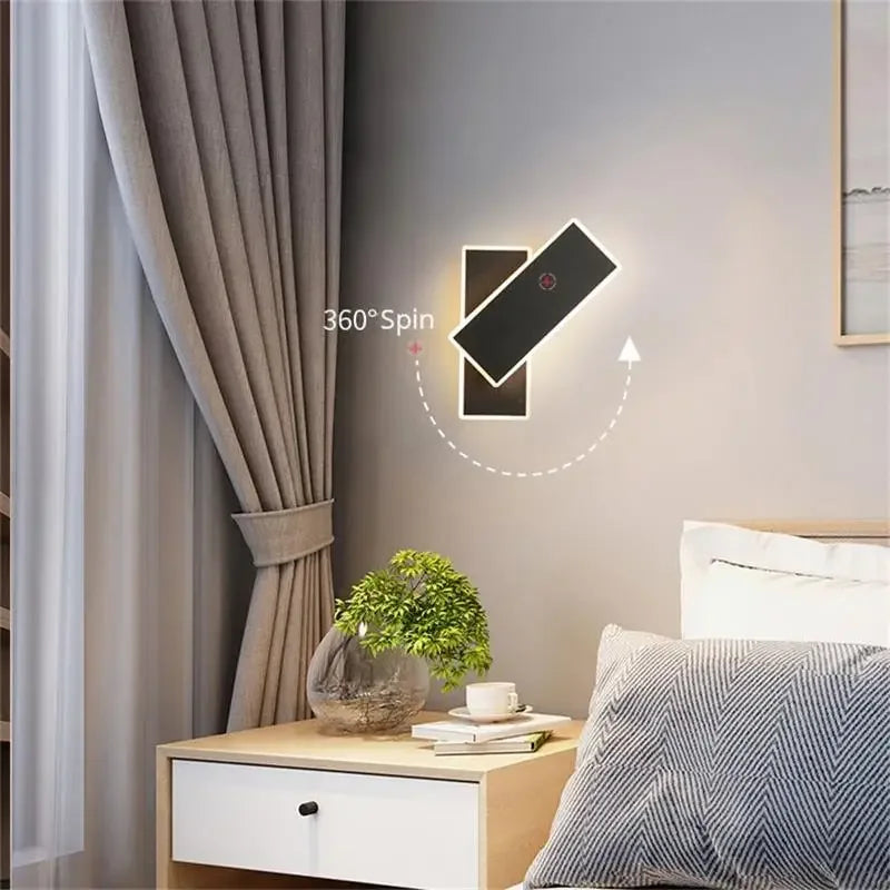 Axyaa Rotating Wall Lamp: Modern Minimalist Bedroom Sconce for Nordic Living Room