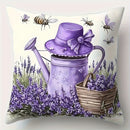 Axyaa Purple Floral Pillowcase Set, 4pcs, 18x18inch Sofa Cushion Cover, Single-Sided Print