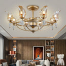 Axyaa Crystal Large Fan Chandelier for Living Dining Bedroom - Modern Luxury Ceiling Lamps