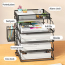 Axyaa Stackable Tray Organizer Set for Desk with Paper, Letter, Accessories - Black