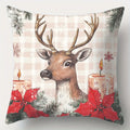 Axyaa Christmas Decor Pillowcase: Santa, Deer, Candle Print Sofa Cushion Cover