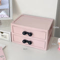 Axyaa Desktop Organizer: Drawer-style Storage Box with Bow Handle for Office Stationery Organization