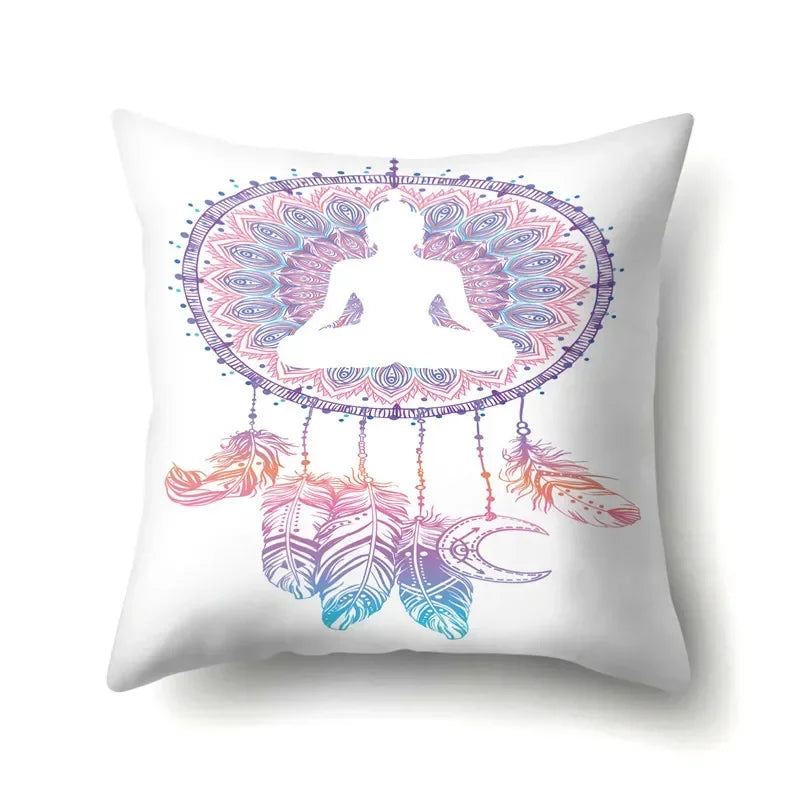 Axyaa Cartoon Eye Pattern Plush Cushion Cover 45x45cm Buddha Head Pillow Cover