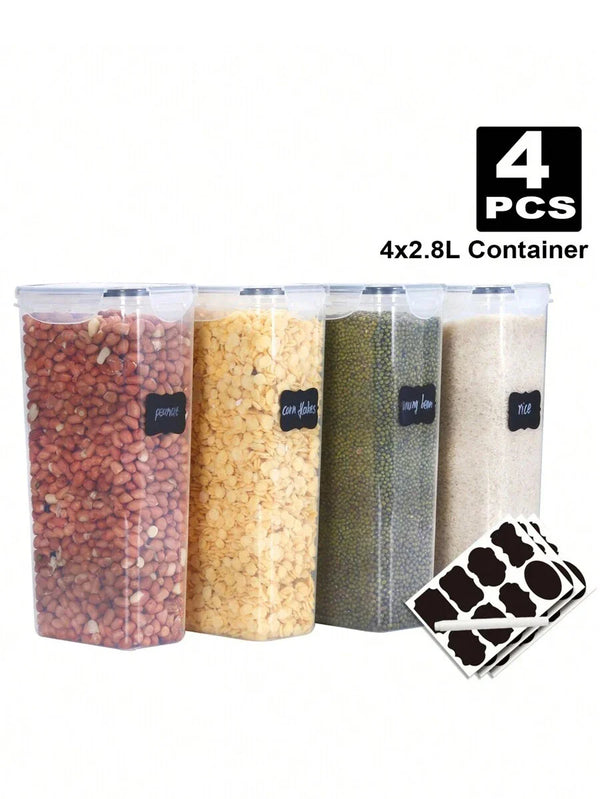 Axyaa 2.8L Airtight Food Storage Jars - Set of 4 with Labels and Pen