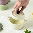 Axyaa Ceramic Mini Double Ear Bowl Set for 6.5oz Yogurt & Steamed Egg
