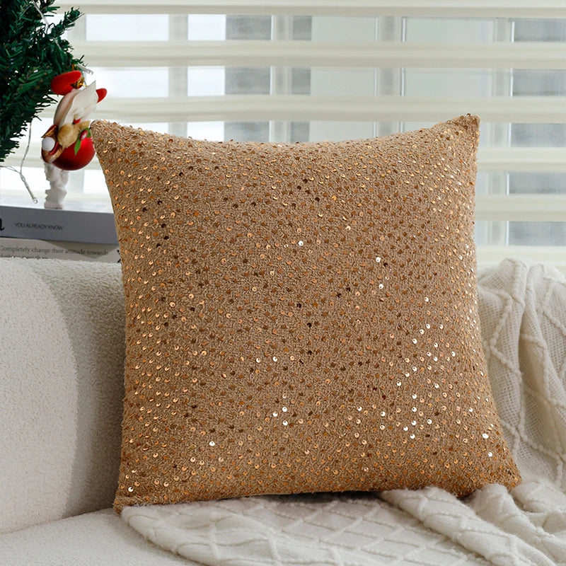 Red Gold Sequin Cushion Cover 45x45 - Axyaa High Quality Luxury Home Decoration