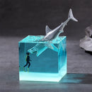 Axyaa Marine Whale Shark Diver Cube LED Table Lamp Resin Decorations Night Lights
