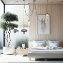 Axyaa Industrial Marble Iron Chain LED Chandelier for Living Room