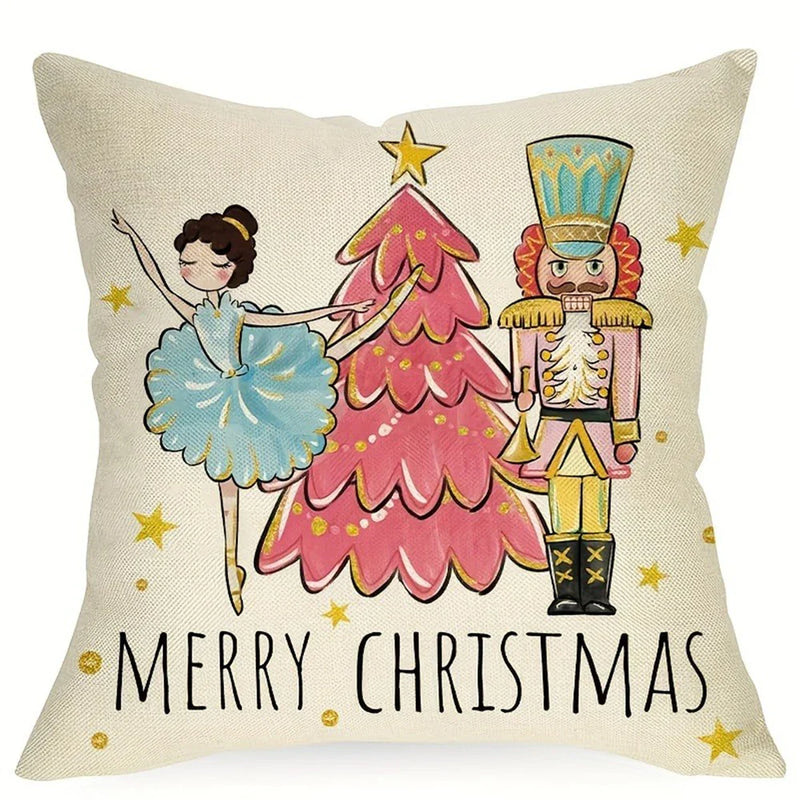 Nutcracker Pillowcase for Living Room Sofa with Zipper Closure by Axyaa