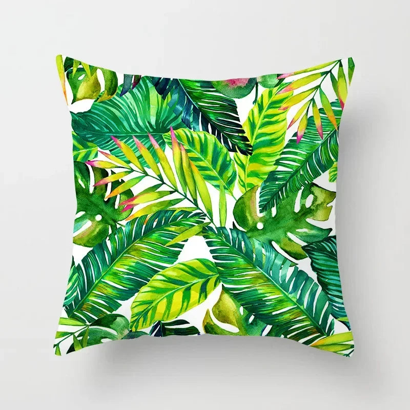 Axyaa Tropical Plant Green Leaves Cactus Pillowcase Living Room Sofa Cushion Cover