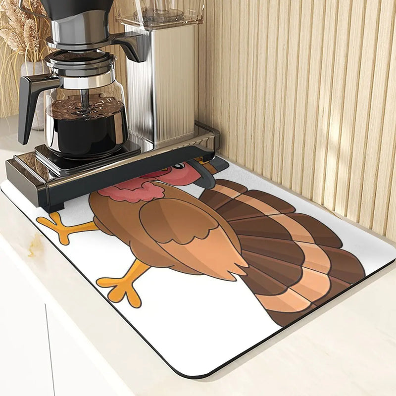 Axyaa Turkey Leaf Kitchen Mat - Non-Slip Absorbent Coasters for Fall Harvest