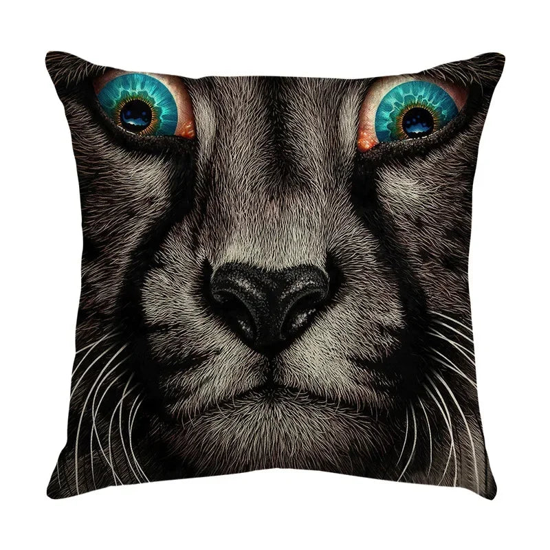 Axyaa Black Cat Cartoon Decorative Cushion Cover