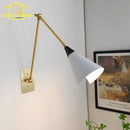Axyaa Luxury Black/Gold Swing Arm LED Wall Lamp for Kitchen Island and Sofas