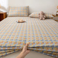 Axyaa Coarse Cotton Printed Fitted Sheet - Non-Slip Dust Cover Protector