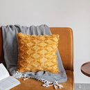 Axyaa Yellow Plush Geometry Pillow Cover 18x18inch