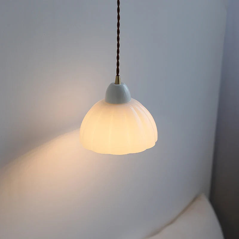 Axyaa White Glass LED Pendant Light for Home Decor and Lighting Ambiance