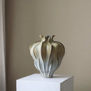 Axyaa Pleated Pattern Ceramic Vase - Handcrafted Flower Bud Shape Home Decoration