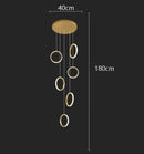 Axyaa LED Ring Pendant Chandelier | Adjustable Hanging Cables | Gold/Black | Home Dining Living Room