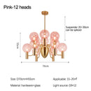 Axyaa Gold LED Chandelier with Pink Glass Shades for Home Decor