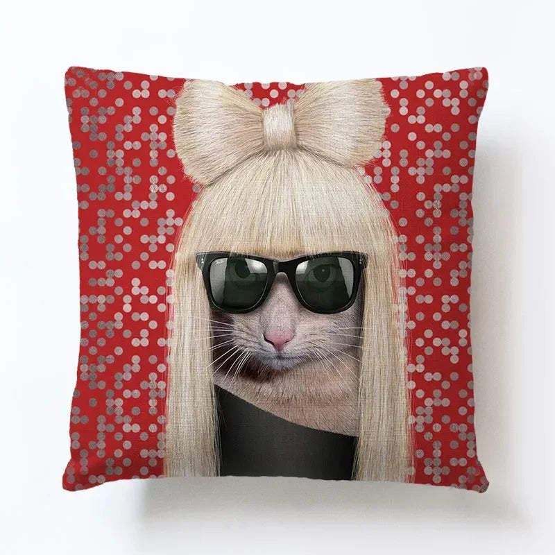 Axyaa Cartoon Animal Linen Pillowcase for Home Sofa Decor
