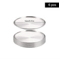 Axyaa Stainless Steel Shallow Tray Round Plate Set of 6