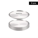 Axyaa Stainless Steel Shallow Tray Round Plate Set of 6