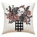 Axyaa Halloween Skull Head Pumpkin Pillow Covers for Horrible Holiday Home Decor