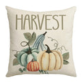 Axyaa Harvest Pumpkin Plaid Linen Blue Pillow Cover for Festive Decor