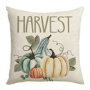 Axyaa Harvest Pumpkin Plaid Linen Blue Pillow Cover for Festive Decor