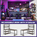 Axyaa 55" Computer Desk with Wireless Charging and 5 Storage Shelves, Study Table Workstation