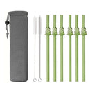 Axyaa Green Glass Straws: 9Pcs Eco-friendly High Borosilicate Glass Drinking Straws