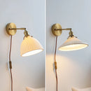 Axyaa Nordic LED Wall Sconce Ceramic Lampshade for Bedroom Living Room