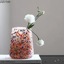 Axyaa Glass Vase with Artificial Flowers for Desk Decoration and Room Aesthetic