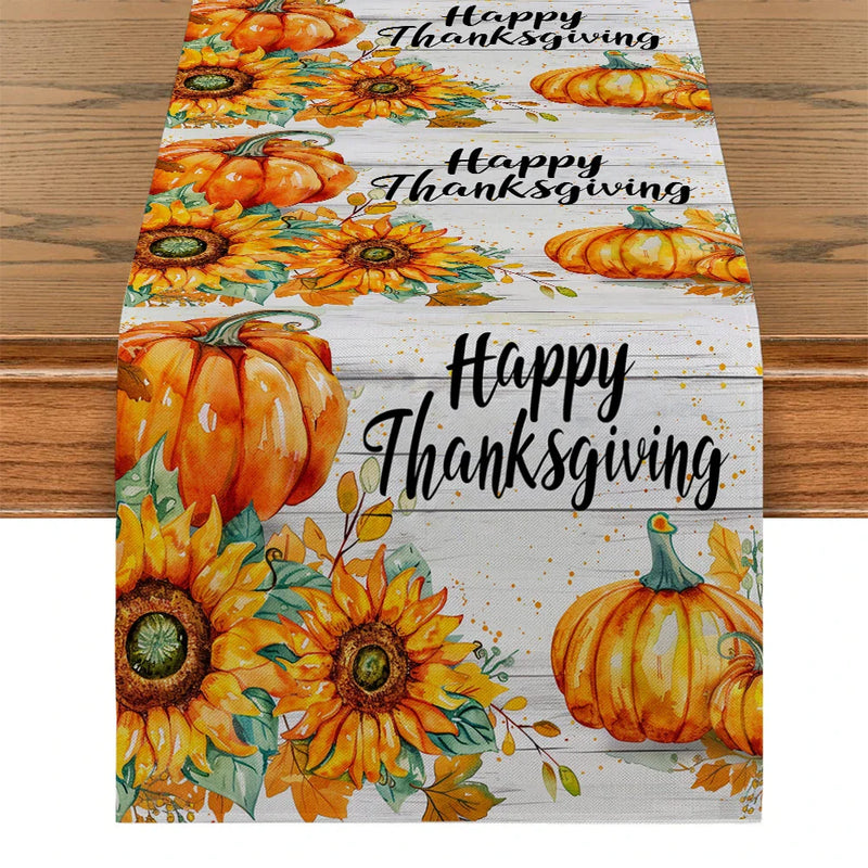 Axyaa Sunflower Maple Leaf Table Runner Party Decor Elegance