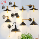 Vintage Industrial Wall Sconces with Switch for Loft Bedroom, E27 Base Light