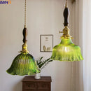 Axyaa Green Glass LED Pendant Lights - Japanese Style Home Decor Chandelier