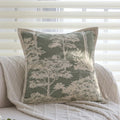 Axyaa Floral Embroidered Cotton Cushion Cover 45x45cm - Jacquard Forest Pillowcase for Home Decor