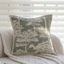 Axyaa Floral Embroidered Cotton Cushion Cover 45x45cm - Jacquard Forest Pillowcase for Home Decor