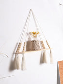 Rustic Wood Wall Hanging Shelves Plant Floating Shelf for Bedroom Living Room Home Decor by Axyaa.