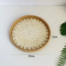Axyaa Rattan Fruit Basket: Round Shell Tray for Home Snack Storage & Organization