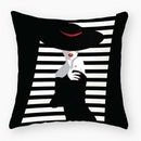 Axyaa Red Lips Stripe Throw Pillow Cover - 45X45CM