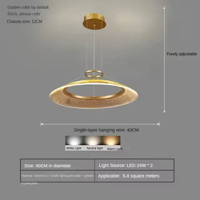 Axyaa Aluminum LED Pendant Lamp: Modern, Simple Design for Living & Dining Rooms