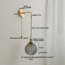 Axyaa Glass Copper LED Wall Lights with Knob Switch - Modern Bedside Lamp