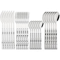 Axyaa 24Pcs Stainless Steel Cutlery Set with Imitation Wood Handle