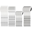 Axyaa 24Pcs Stainless Steel Cutlery Set with Imitation Wood Handle