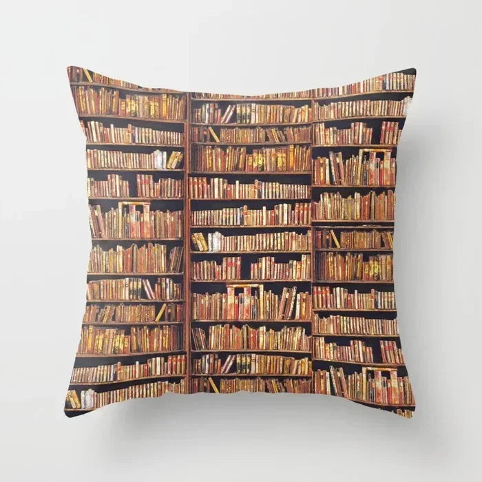 Axyaa Retro Library Pattern Pillowcase for Home and Office Decor