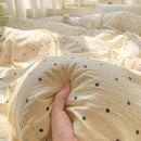 Axyaa Cloud Super Soft Kapok Mattress in Cream Wind Wrinkled Double-Layer Yarn - 4-Piece Set